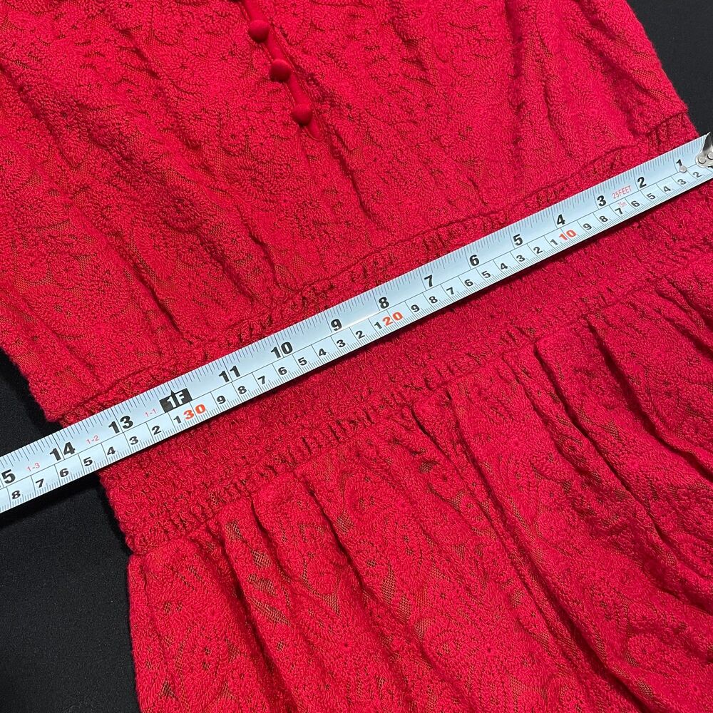 ~ Anthropologie Sm Leifnotes Field Day Dress Red Lace Stretch Mini Small Ruby ~ - Picture 8 of 12